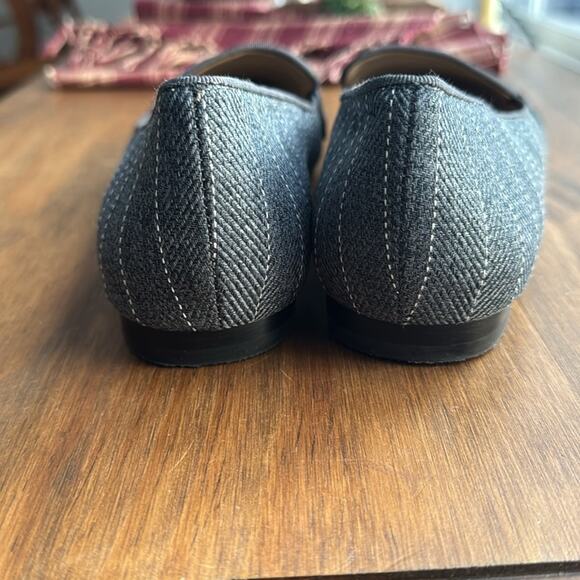 Ann Taylor Luann Grey White Pinstripe Pointed Toe Loafer - Picture 5 of 7